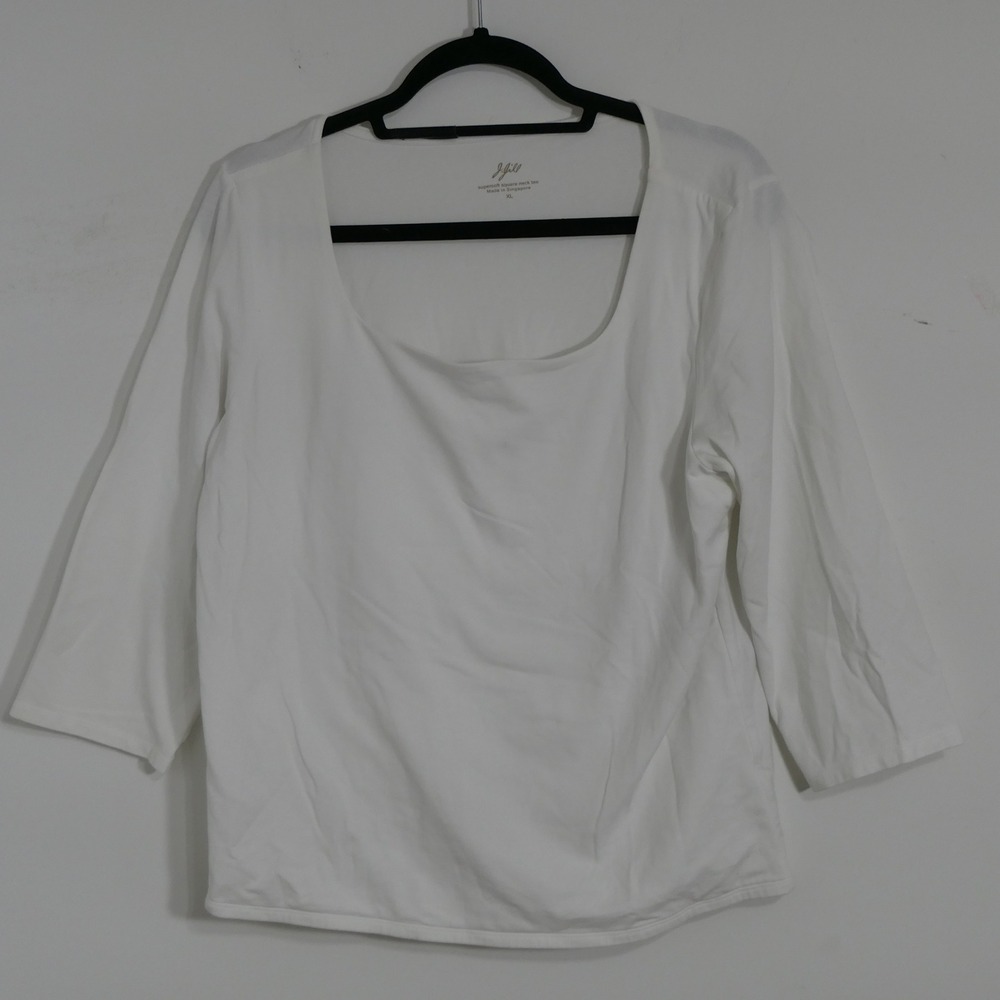 J. Jill Womens Tee XL White Square Neck Supersoft Capsule Minimalist Basic